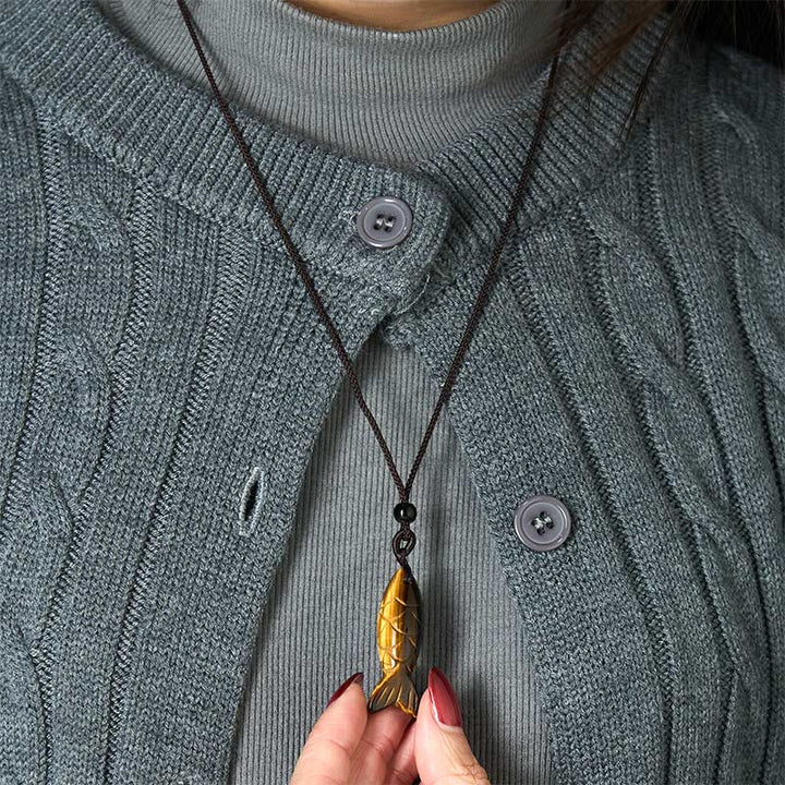 Buddha Stones彫刻鯉クリスタルインド瑪瑙アメジスト暖かさ豊かさネックレスペンダント - image 31