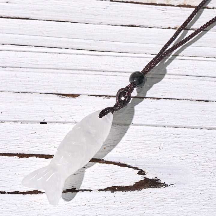 Buddha Stones彫刻鯉クリスタルインド瑪瑙アメジスト暖かさ豊かさネックレスペンダント - ホワイトクリスタル（ペンダントサイズ：15×40mm） - image 48