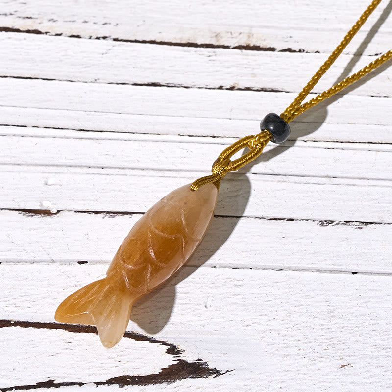 Buddha Stones彫刻鯉クリスタルインド瑪瑙アメジスト暖かさ豊かさネックレスペンダント - トパーズ（ペンダントサイズ：15×40mm） - image 17