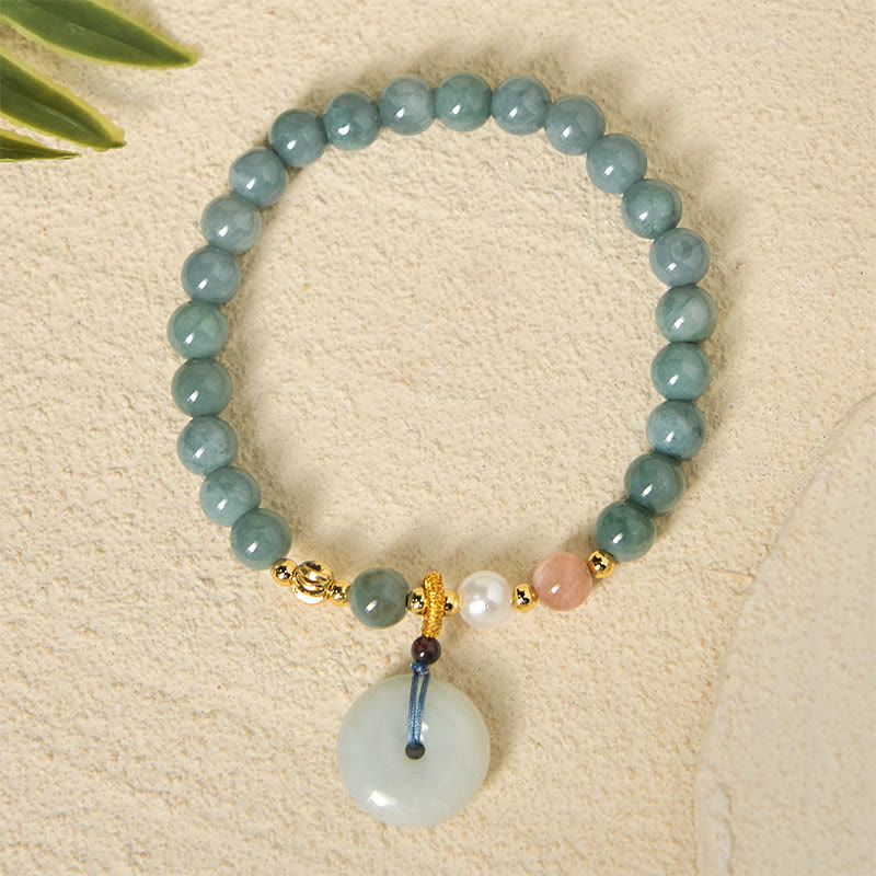 Buddha Stones平和のお守りチャーム翡翠 ラウンドビーズ 幸運 縁起の良いブレスレット - image 4