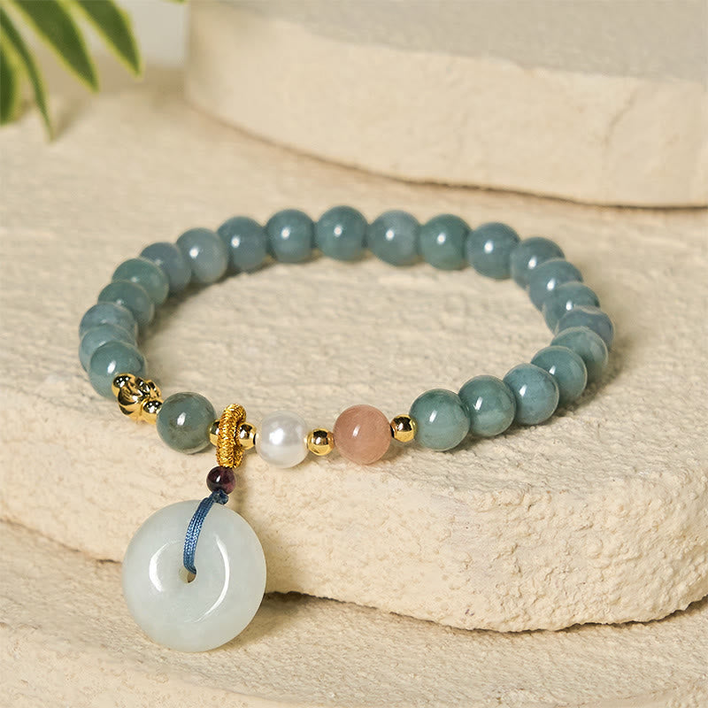 Buddha Stones平和のお守りチャーム翡翠 ラウンドビーズ 幸運 縁起の良いブレスレット - image 3