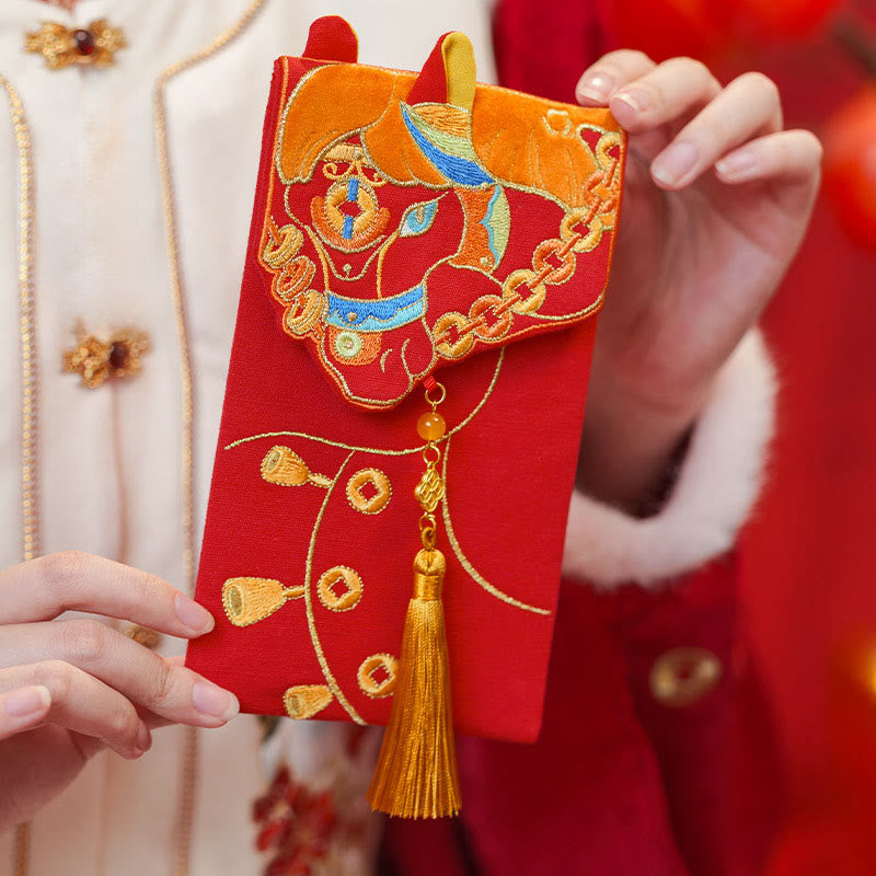 Buddha Stones刺繍入り 午年 2026年 新年 タッセル 中国製 赤い封筒 - 馬のタッセル（22×10.7cm） - image 0