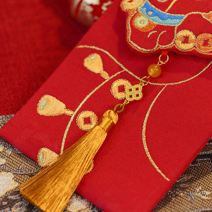 Buddha Stones刺繍入り 午年 2026年 新年 タッセル 中国製 赤い封筒 - image 3