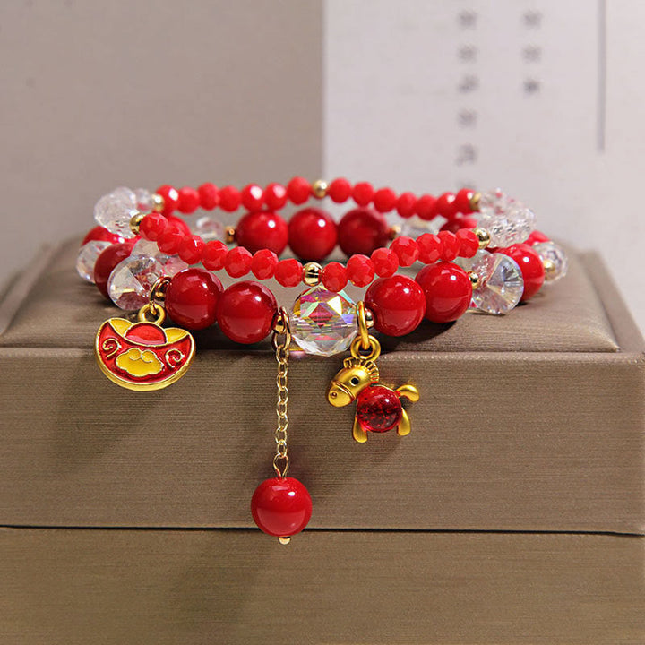 Buddha Stones午年インゴット豊かさのブレスレット - インゴットホース 2個 (手首周り: 14-15 cm) - image 3