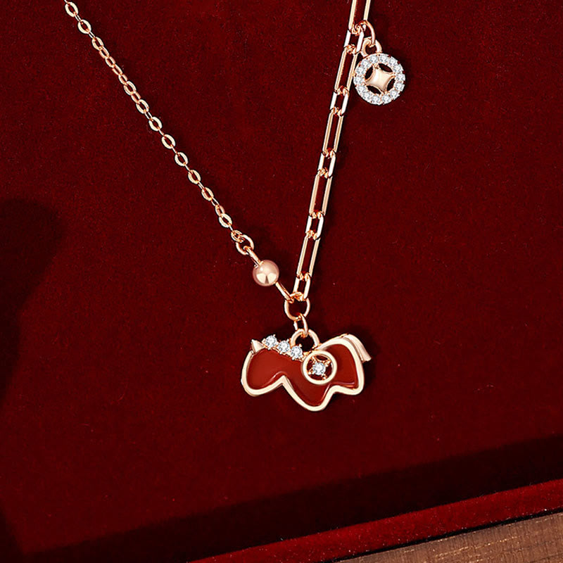 Buddha Stones馬年 レッドアゲート 925スターリングシルバー 自信のネックレスペンダント - image 1