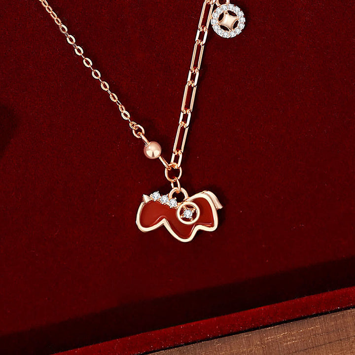 Buddha Stones馬年 レッドアゲート 925スターリングシルバー 自信のネックレスペンダント - image 2