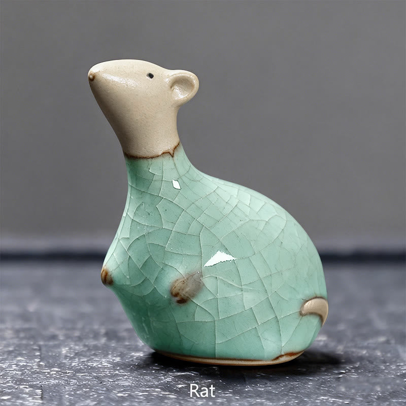 Buddha Stones十二支 陶器 ティーペット ホームデコレーション - カーキラット 6.5×6.7cm - image 2