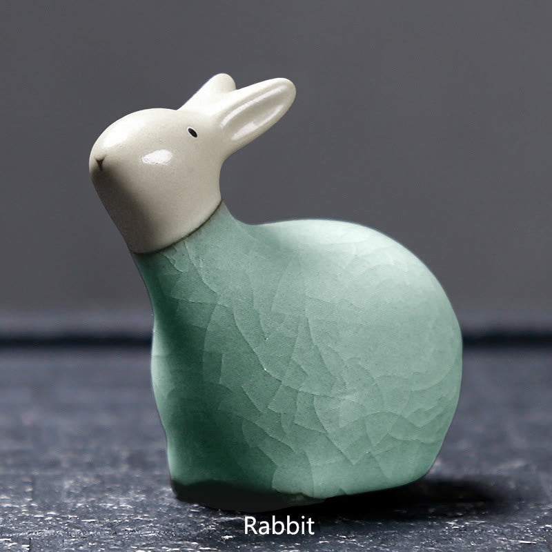 Buddha Stones十二支 陶器 ティーペット ホームデコレーション - カーキラビット 6.5×6.2cm - image 8