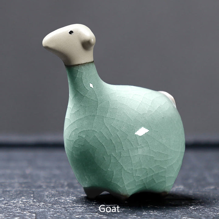 Buddha Stones十二支 陶器 ティーペット ホームデコレーション - カーキヤギ 6.7×6.8cm - image 12