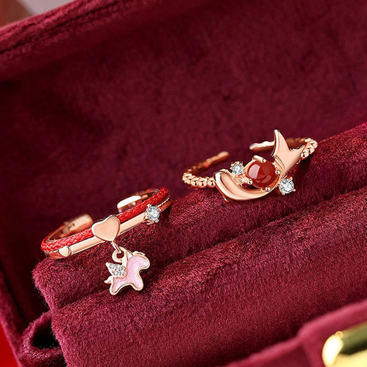 Buddha Stonesレッドアゲート 925スターリングシルバー コンフィデンス オープンリング - image 4