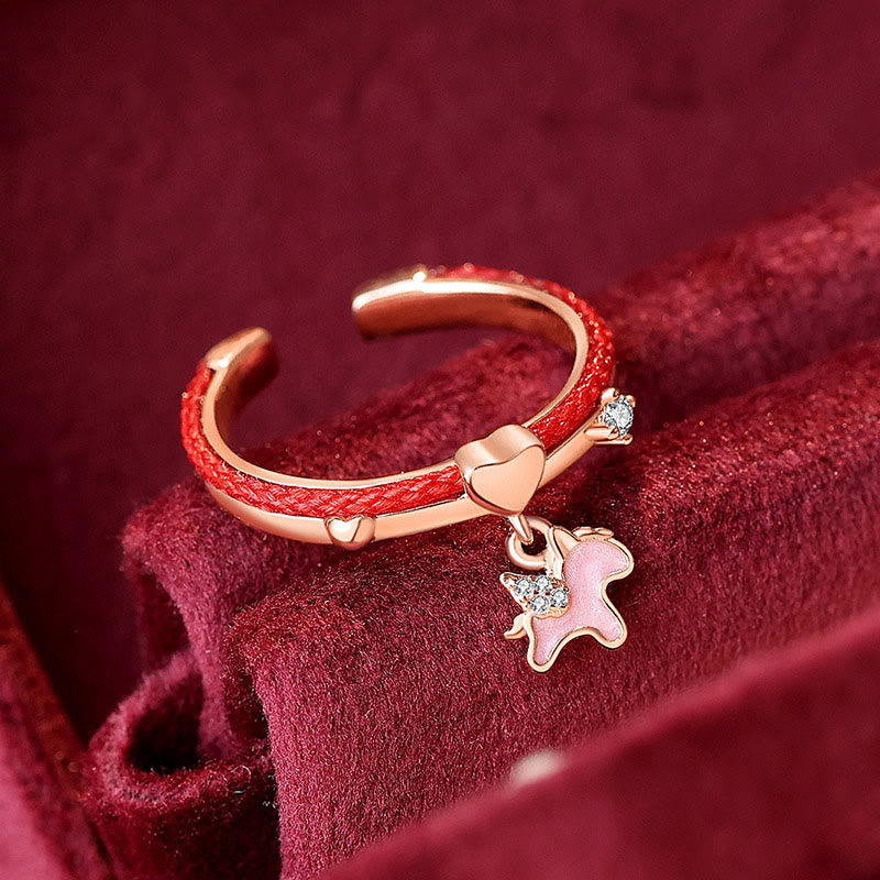 Buddha Stonesレッドアゲート 925スターリングシルバー コンフィデンス オープンリング - レッドアゲート 925 シルバー ピンクユニコーン（調節可能） - image 0