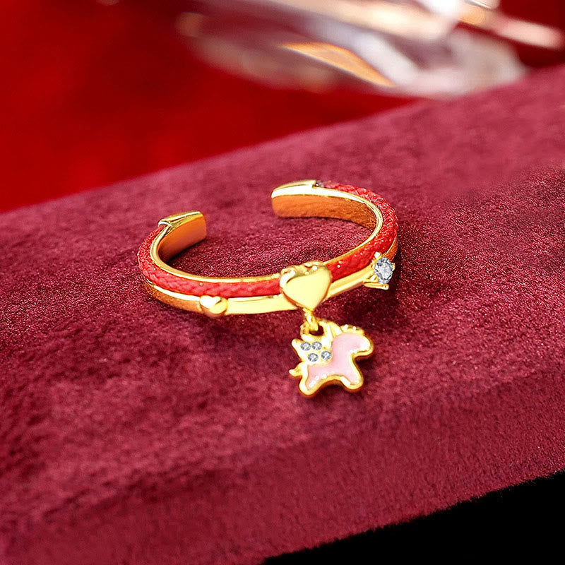 Buddha Stonesレッドアゲート 925スターリングシルバー コンフィデンス オープンリング - レッドアゲート 925 シルバー ゴールデンユニコーン（調節可能） - image 1