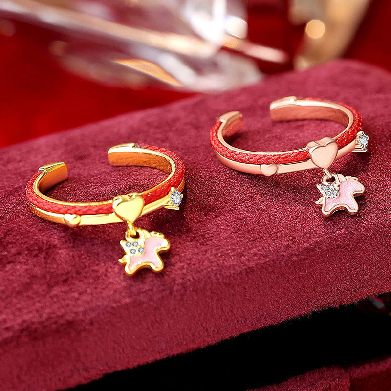 Buddha Stones赤紐925スターリングシルバー 幸運のオープンリング - image 2