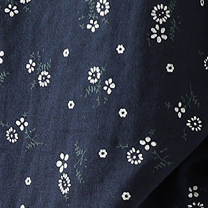 Buddha Stones秋 小花柄 ボタンダウンデザイン 長袖 レディース コットンシャツ - image 10