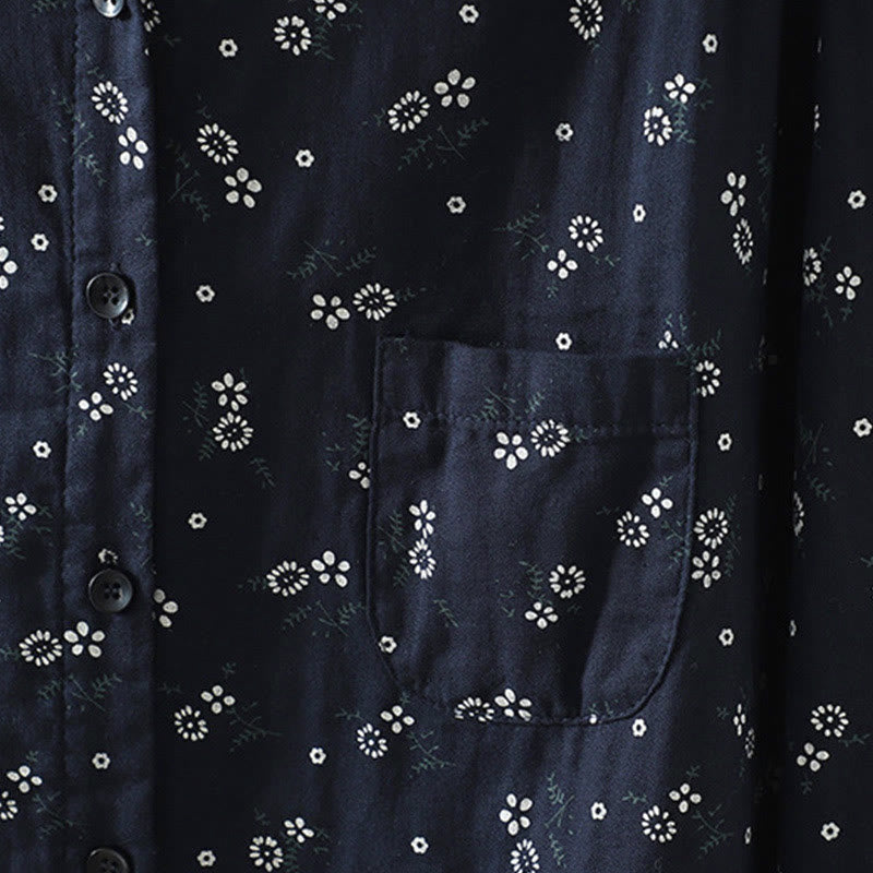 Buddha Stones秋 小花柄 ボタンダウンデザイン 長袖 レディース コットンシャツ - image 6