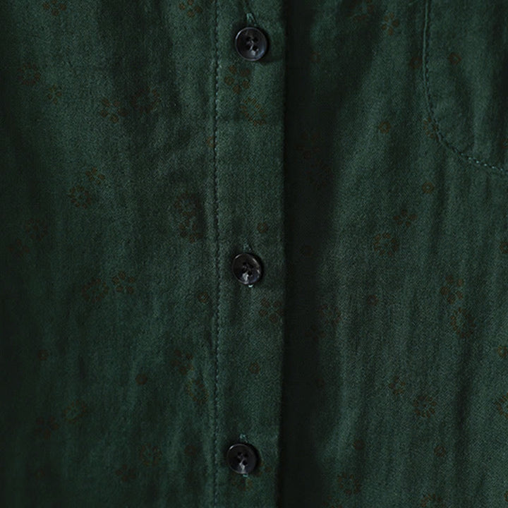 Buddha Stones秋 小花柄 ボタンダウンデザイン 長袖 レディース コットンシャツ - image 20