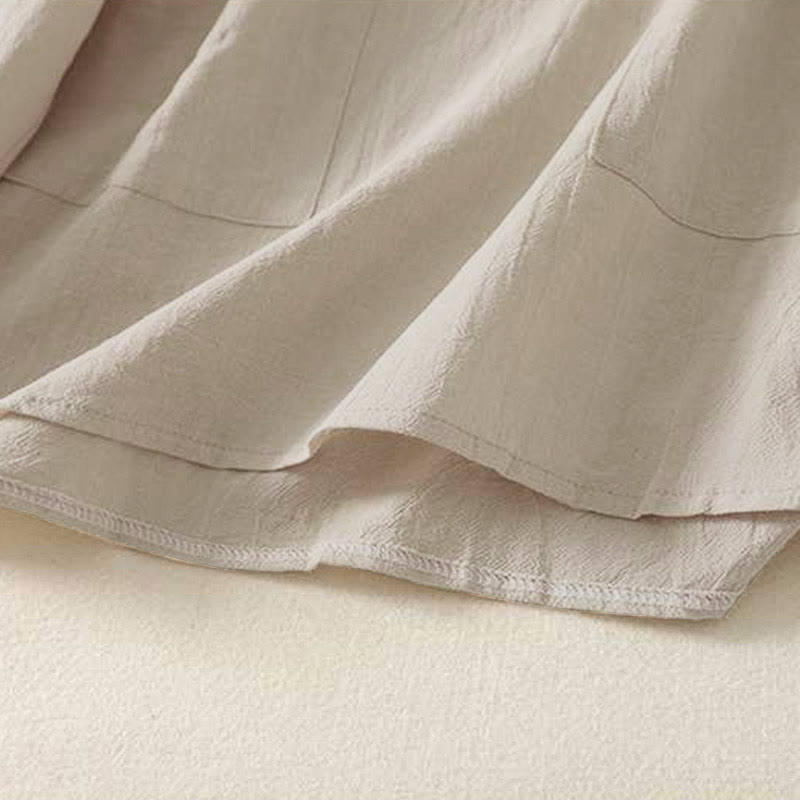 Buddha Stones秋 無地 クルーネック バック3つボタンデザイン レディース コットン 長袖シャツ - image 7