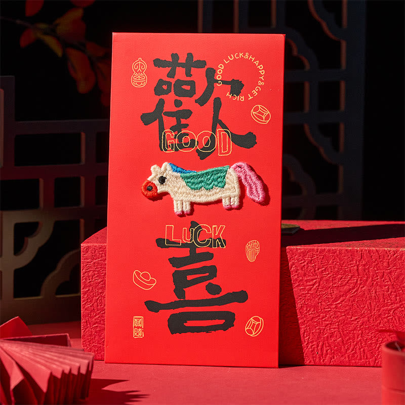 Buddha Stones午年 2026 新年 刺繍 幸運 祝福 6枚入り 中国製 赤封筒 - image 3