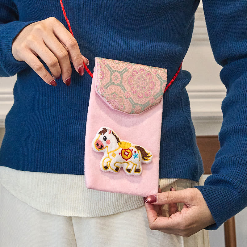 2026年午年丑年Buddha Stones新年 福文字 インゴット 模様 刺繍 中国の赤い封筒 - image 4