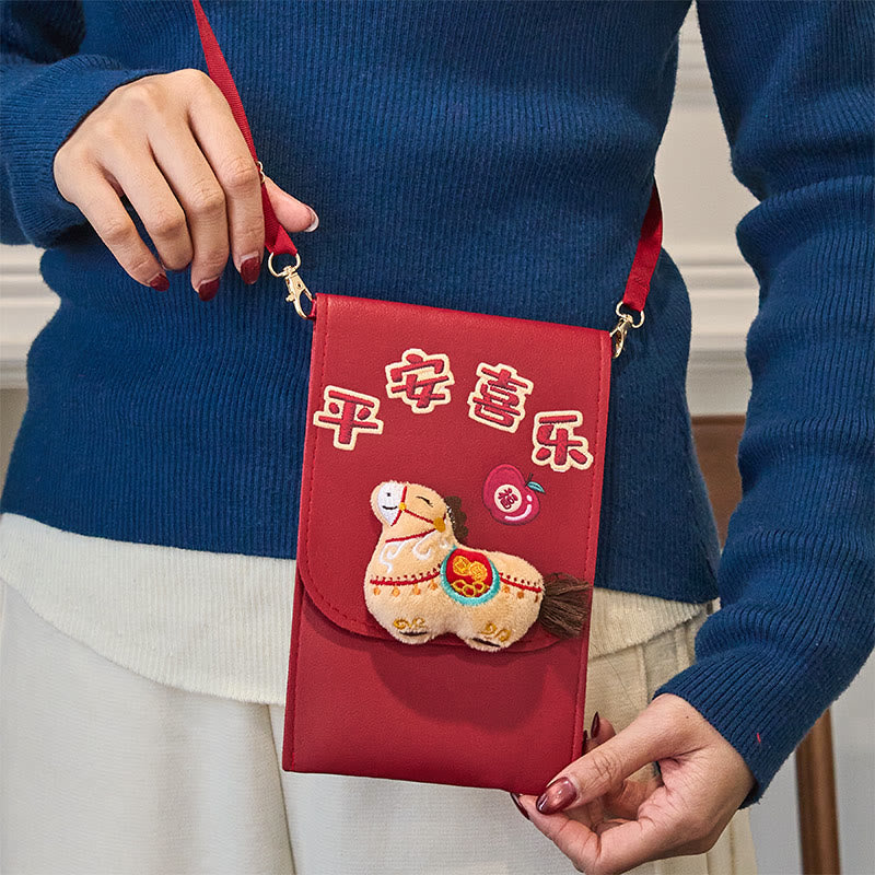 Buddha Stones午年 2026 新年 福文字 平和 喜び クロスボディ 赤い封筒バッグ - image 6