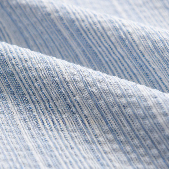 Buddha Stones 刺繍鳥ストライプ柄長袖メンズコットンシャツ（ポケット付き） - image 11