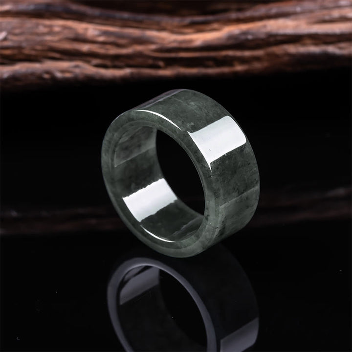Buddha Stones 翡翠の豊かさと豊穣の幸運の指輪 - 翡翠（24mm） - image 0