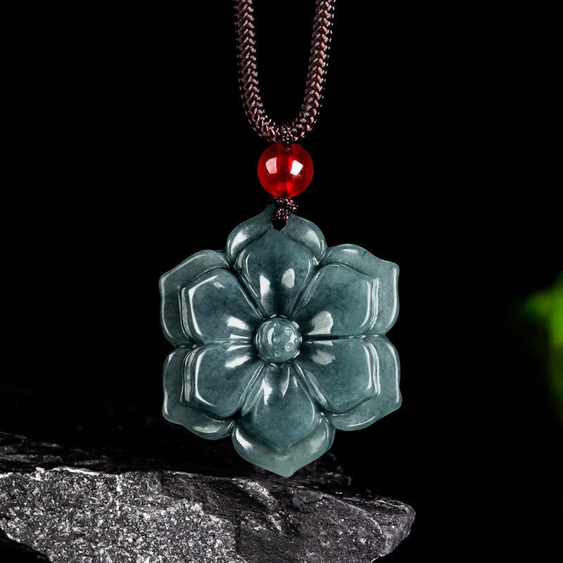 Buddha Stones 桃の花翡翠豊かさのネックレスペンダント - ジェイド - image 0
