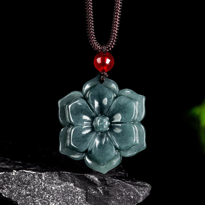 Buddha Stones 桃の花翡翠豊かさのネックレスペンダント - ジェイド - image 0