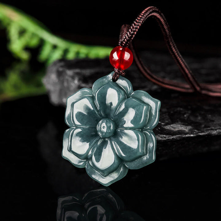 Buddha Stones 桃の花翡翠豊かさのネックレスペンダント - image 2
