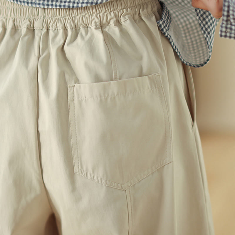 Buddha Stones シンプルなラインデザイン アンクル丈 コットン レディース ハーレムパンツ ポケット付き - image 4