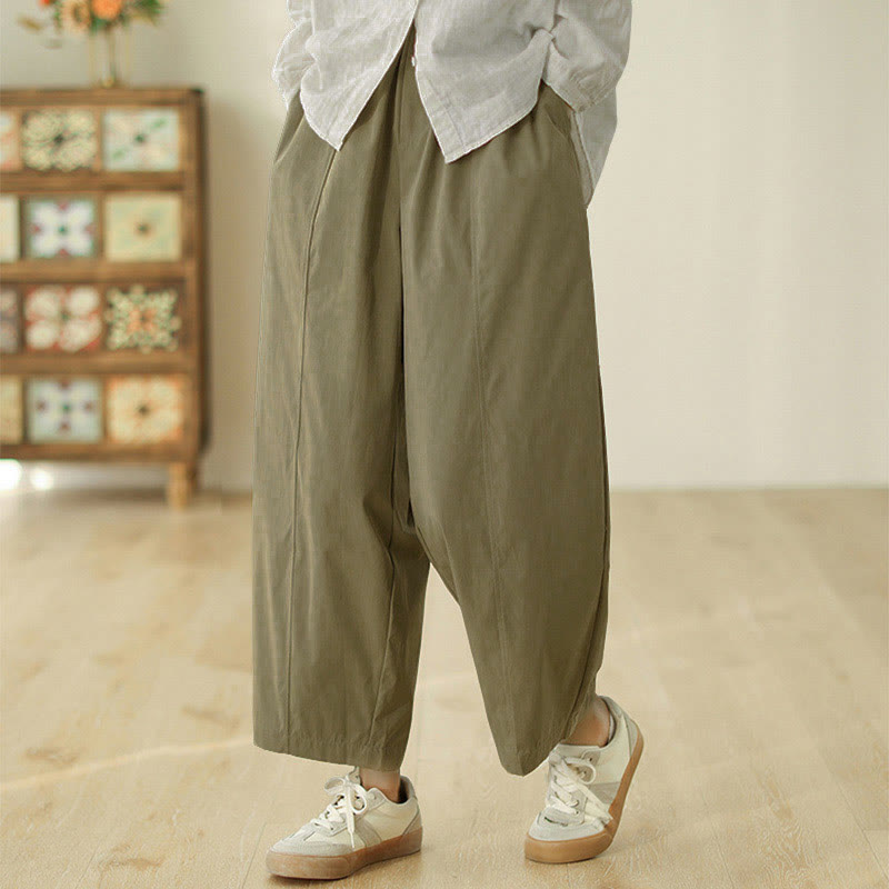 Buddha Stonesをモチーフにしたシンプルなラインデザインの、ポケット付きの足首丈レディースハーレムパンツ - image 10