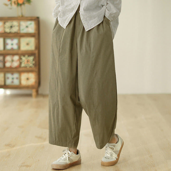Buddha Stonesをモチーフにしたシンプルなラインデザインの、ポケット付きの足首丈レディースハーレムパンツ - image 10