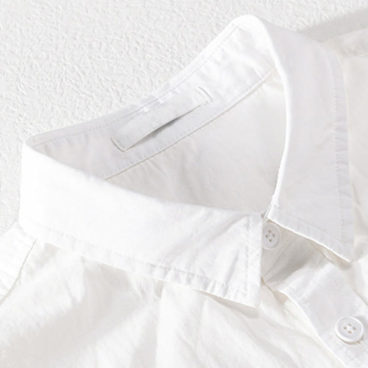 Buddha Stones 夏ボタンスクエアストライプカラーブロッキング装飾ポケットメンズ半袖コットンシャツ - image 5