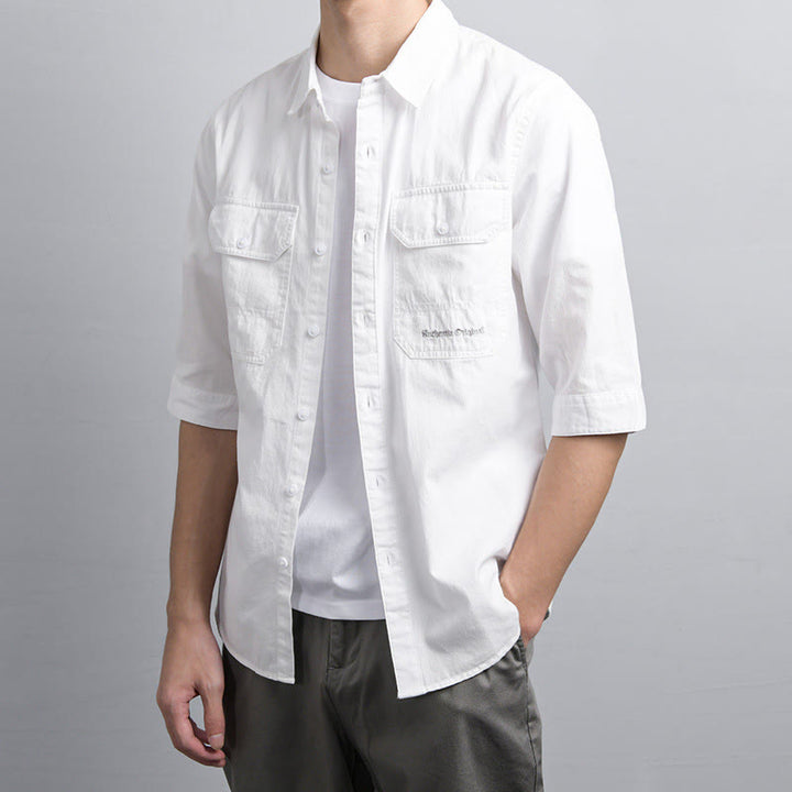 Buddha Stones 夏用ボタンダウンシャツ 装飾ポケット2つ付き メンズ 半袖 コットンシャツ - image 13