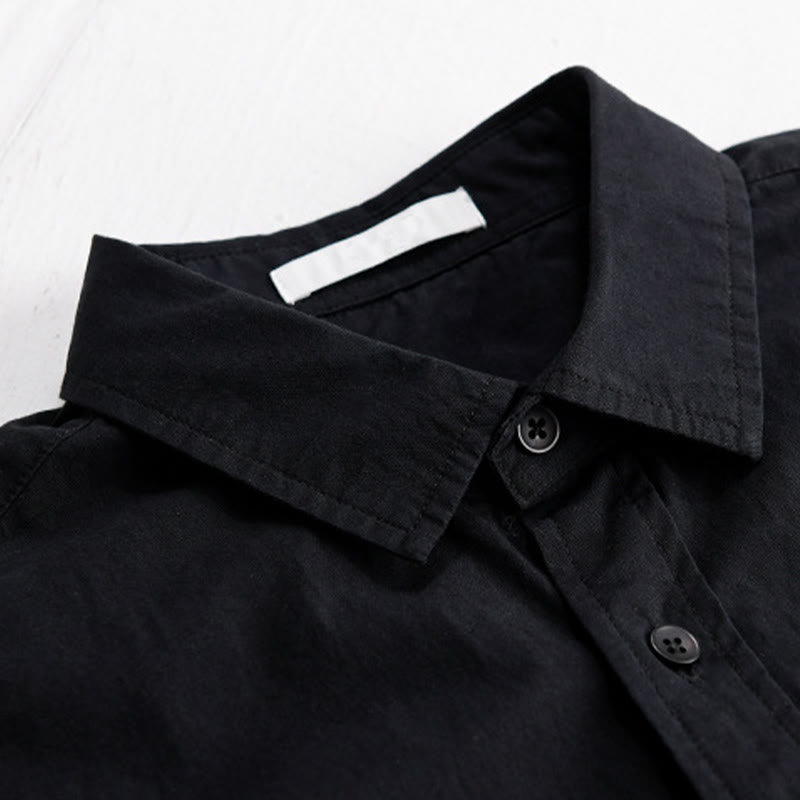 Buddha Stones 夏用ボタンダウン 鳥刺繍 装飾ポケット付き メンズ 半袖 コットンシャツ - image 12