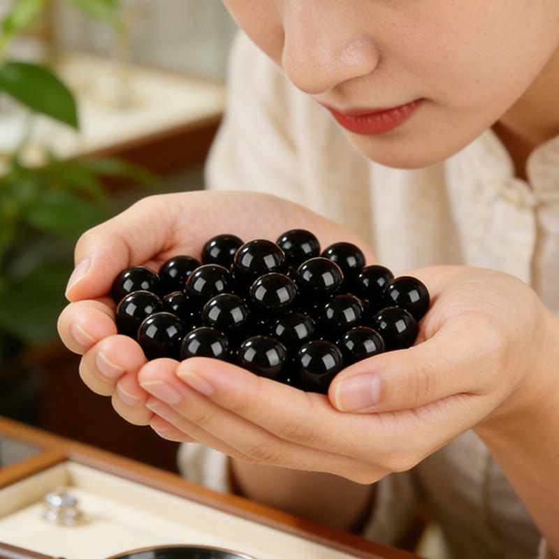 Buddha Stones 午年用ブラックオブシディアンの強さブレスレット - image 10