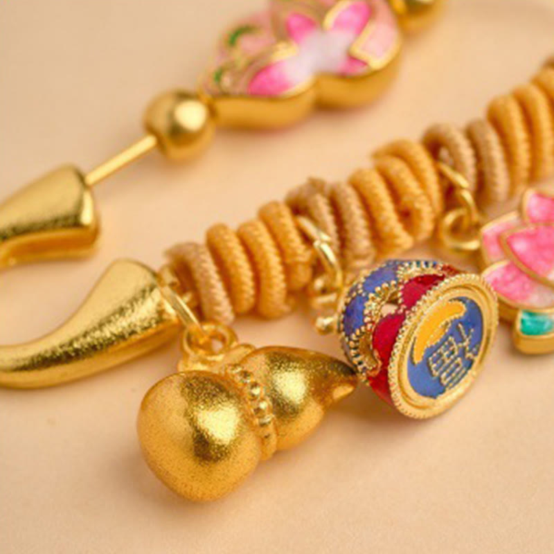 Buddha Stones 馬年福文字蓮華幸運繁栄を引き寄せる如意ハンドル平和のお守りチャーム幸運ブローチ - image 7