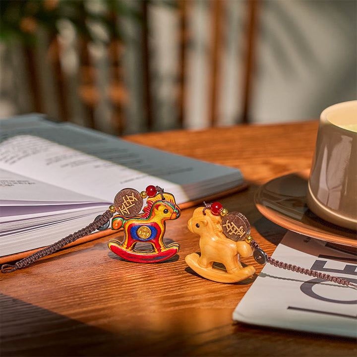 Buddha Stones、午年、レインボーユーカリ、小葉紫檀、リンデンウッド、黒檀の彫刻、正のキーホルダー - image 27