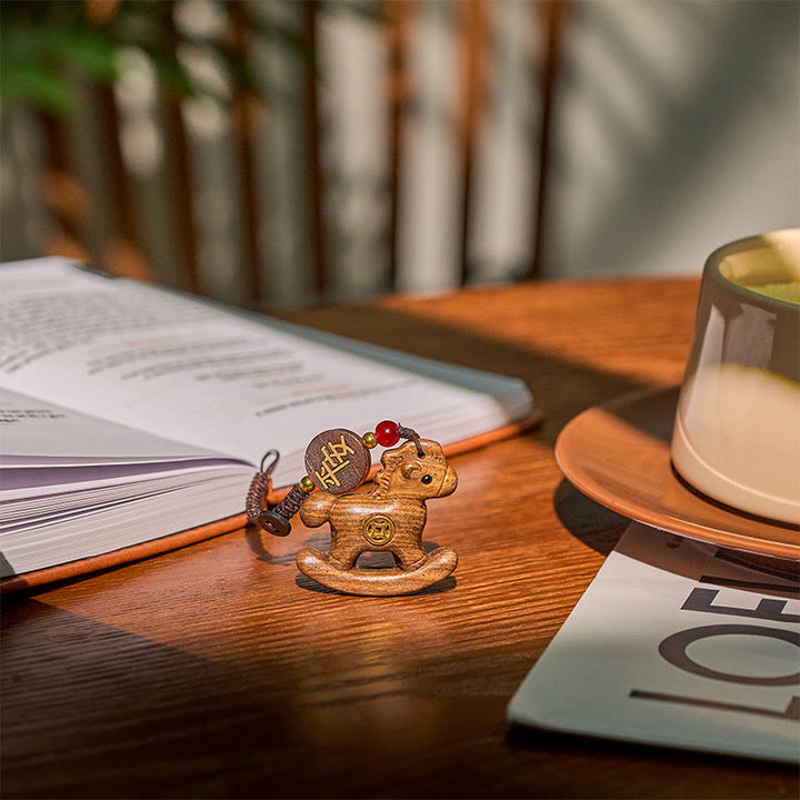 Buddha Stones、午年、レインボーユーカリ、小葉紫檀、リンデンウッド、黒檀の彫刻、正のキーホルダー - image 23