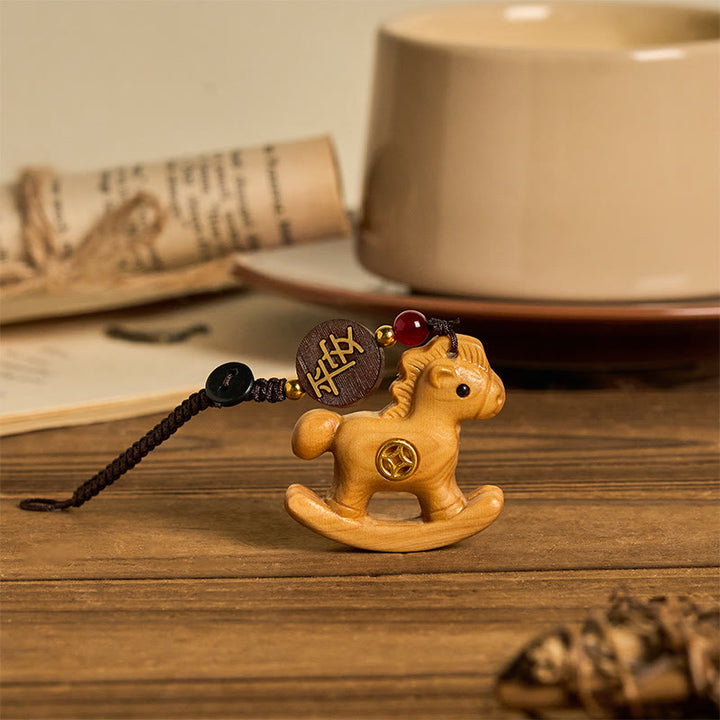 Buddha Stones、午年、レインボーユーカリ、小葉紫檀、リンデンウッド、黒檀の彫刻、正のキーホルダー - image 15