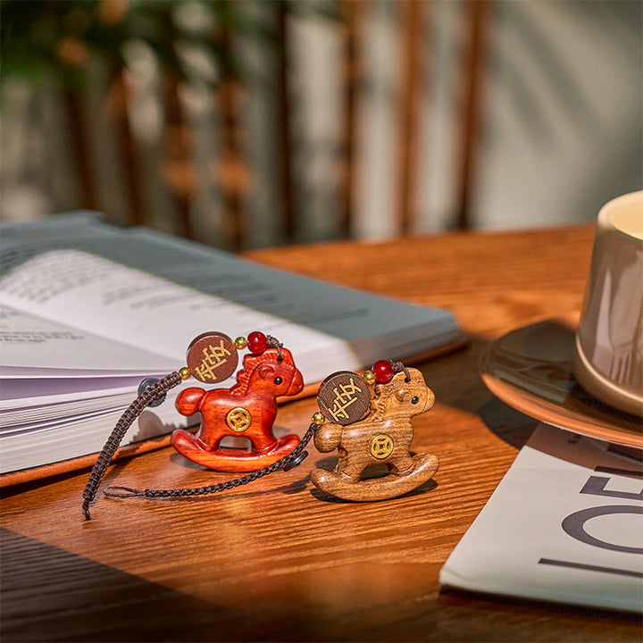 Buddha Stones、午年、レインボーユーカリ、小葉紫檀、リンデンウッド、黒檀の彫刻、正のキーホルダー - image 28