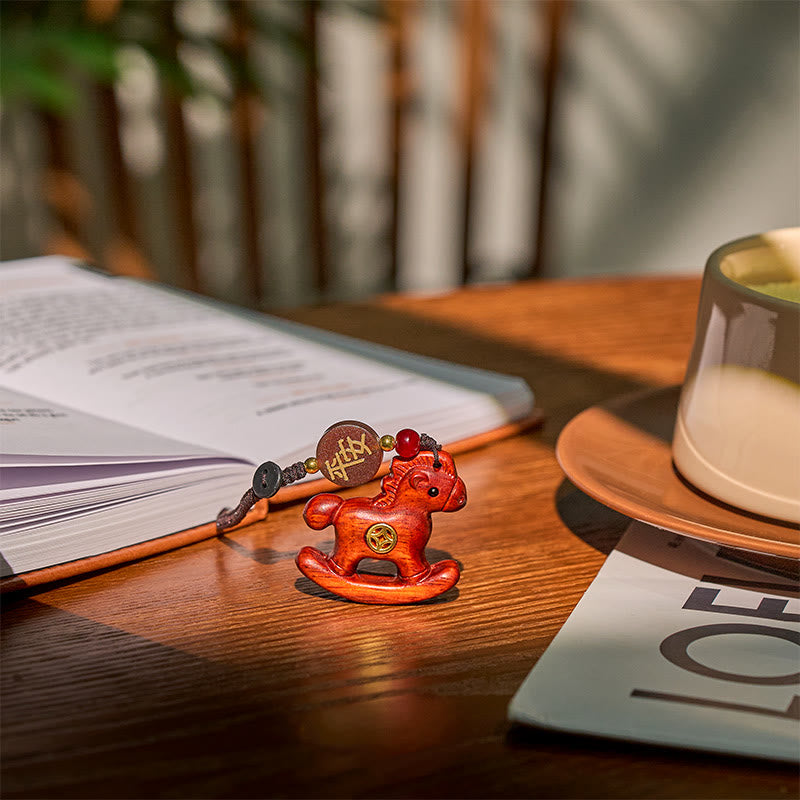 Buddha Stones、午年、レインボーユーカリ、小葉紫檀、リンデンウッド、黒檀の彫刻、正のキーホルダー - image 10