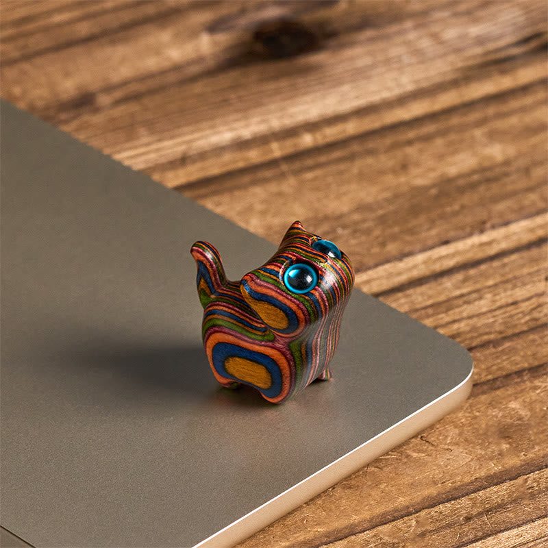 かわいい子猫のレインボーユーカリ彫刻のBuddha Stonesのストレス軽減装飾 - image 2