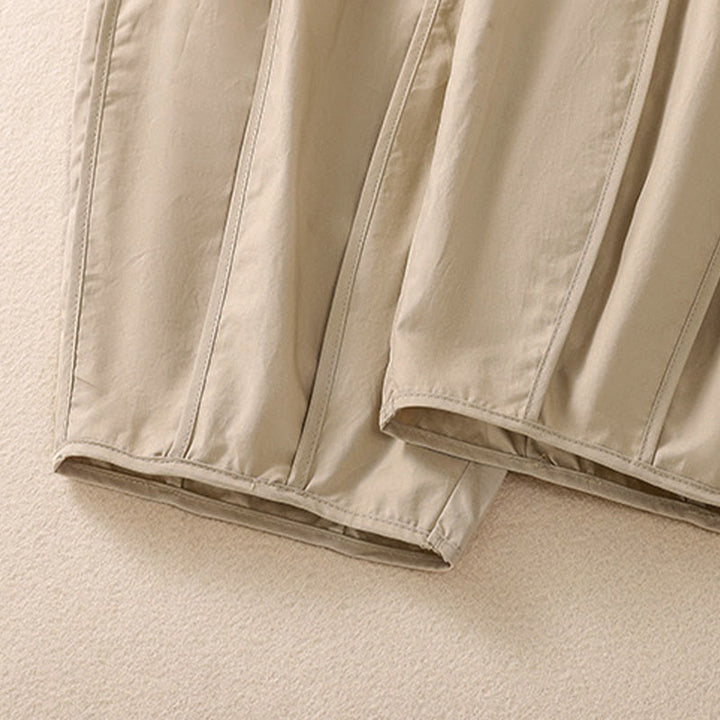 Buddha Stones 夏用シンプル無地ハイウエストプリーツレディースハーレムパンツ（ポケット付き） - image 18