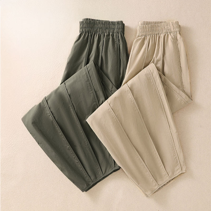 Buddha Stones 夏用シンプル無地ハイウエストプリーツレディースハーレムパンツ（ポケット付き） - image 22