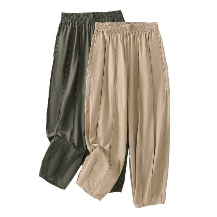 Buddha Stones 夏用シンプル無地ハイウエストプリーツレディースハーレムパンツ（ポケット付き） - image 24