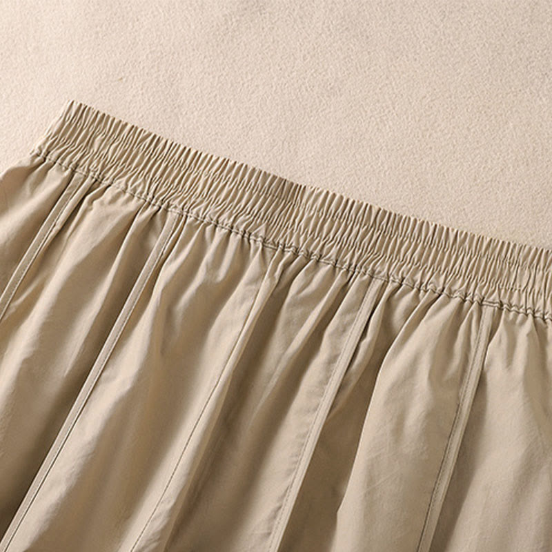 Buddha Stones 夏用シンプル無地ハイウエストプリーツレディースハーレムパンツ（ポケット付き） - image 11