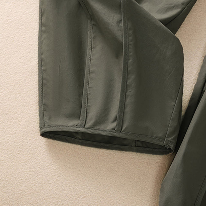 Buddha Stones 夏用シンプル無地ハイウエストプリーツレディースハーレムパンツ（ポケット付き） - image 8