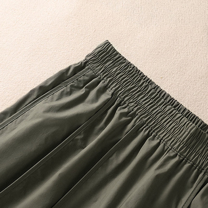 Buddha Stones 夏用シンプル無地ハイウエストプリーツレディースハーレムパンツ（ポケット付き） - image 5