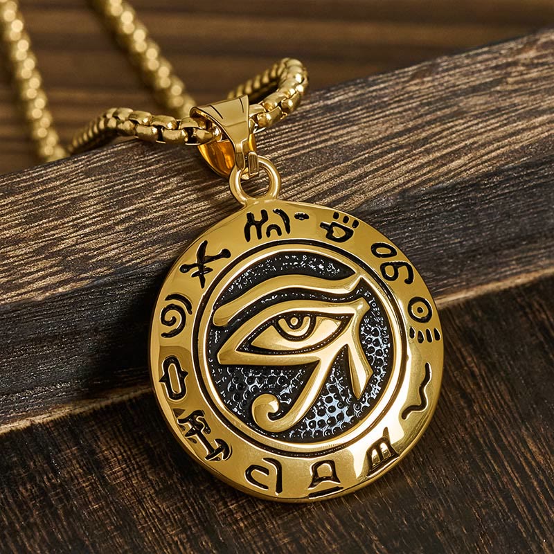 Buddha Stonesチタンスチール イービルアイ バランス ネックレス ペンダント - ゴールデンチタンスチールイービルアイ - image 7